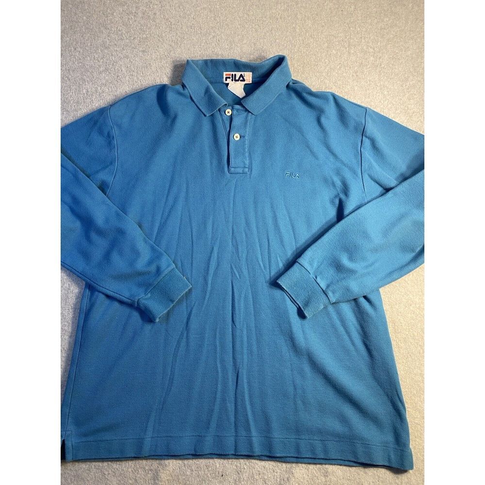FILA Women Teal Long Sleeve Polo 3XL